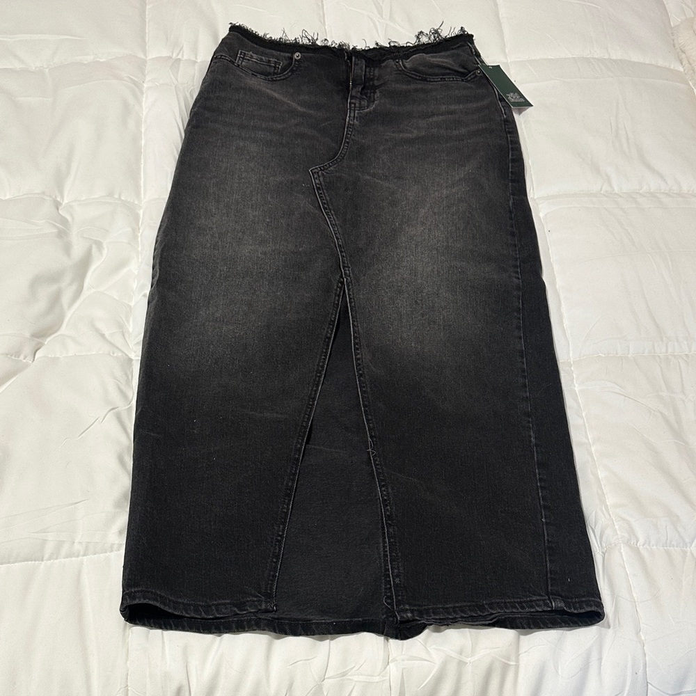 Black Denim Midi Skirt